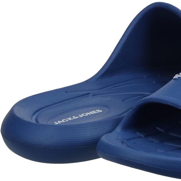 Jack & Jones Molded Logo Blue Casual Slide Sandals - Picture 7 of 9